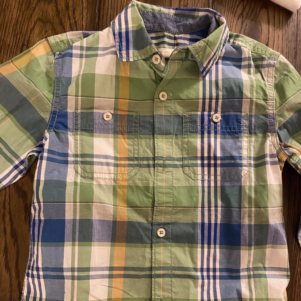 Green orange and blue plaid long sleeve